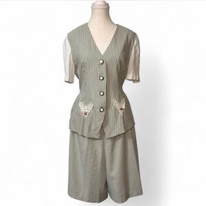 REINA Vintage 80’s culottes‎ 2 piece stripped romper Sz 8P